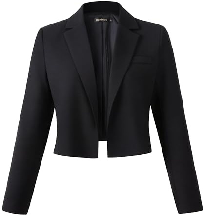 Benibos Womens Long Sleeve Open Front Cropped Blazer Jacket