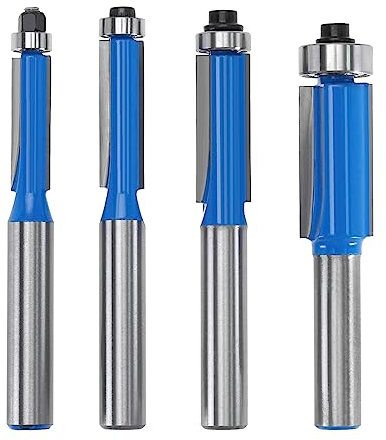 OTOTEC Juego de 4 brocas de fresado empotrado con vástago de 8 mm, herramienta de fresado de 1/4 pulgadas, 5/16 pulgadas, 3/8 pulgadas, 1/2 pulgadas para carpintería, molienda, ranurado