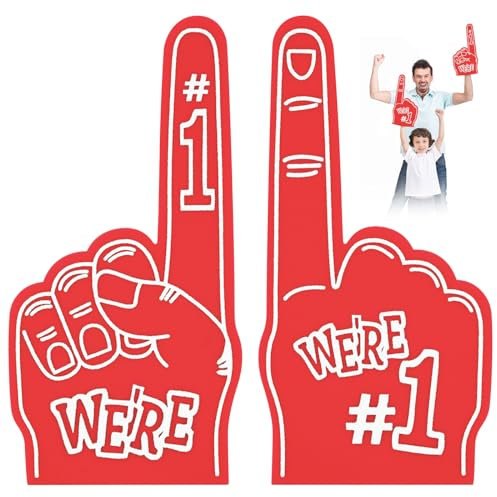 Aolso Schaumstoff Finger, 2 Stück Schaumstoff-Hand, Riesige Schaumfinger, Fingerpuppen, Inspirierend Sportfan Zubehör, Schaumstoff Hand für Sportveranstaltungen, Sport-Fan-Spiele (Rot)