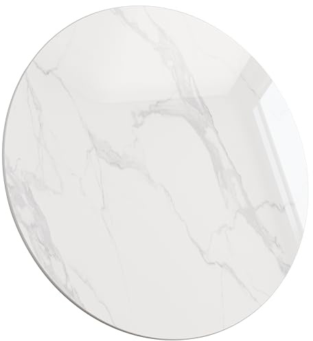 ZL ZELing 80cm Runde Tischplatte aus weißem gesintertem Stein - Ganzjährig, für drinnen und draußen, geeignet für ESS-, Kaffee- und Beistelltische