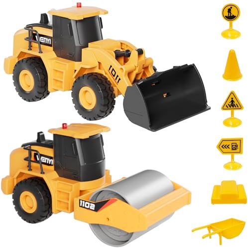 GizmoVine Baustellenfahrzeuge Kinder, Bulldozer Walzenzug mit Musik und Licht, Geschenk für Jungen & Mädchen Kinder im Alter von 3 4 5 6 7 8 Jahren