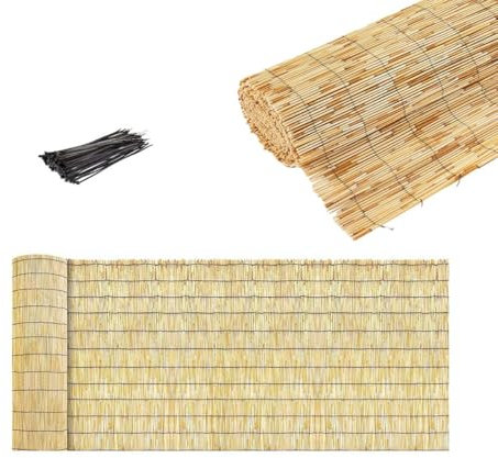 Schilfzaun Schilfrohrzaun 100CM 200CM 300CM 400CM 500CM Natur Geschält Als Garten Sichtschutzzaun Für Balkon Oder Als Wind- Und Sichtschutz, Schilfrohrmatte Außenschirm