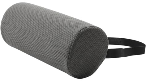 Perfeclan Cuscino per Rotolo Lombare Supporto per Rotolo per la Parte Bassa della Schiena Portatile Multiuso con Cinghia Elastica Morbida per Sedia da Lettura, Grigio
