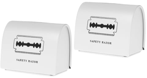 Healeved Caja De 2 Piezas Recipiente para desechar Cuchillas Cajas almacenaje baño Organizador para baño Estuche de Viaje para maquinilla de Afeitar Banco de Hojas de Afeitar hojalata