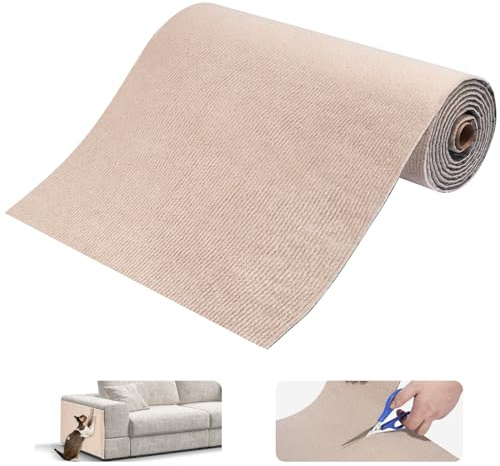 Ricyea Klösmatta, självhäftande katt, klösbräda, klösvägg, gör-det-själv klösmatta, kattrepor, möbelskydd för soffa, vägg (kaki, 40 x 300 cm)