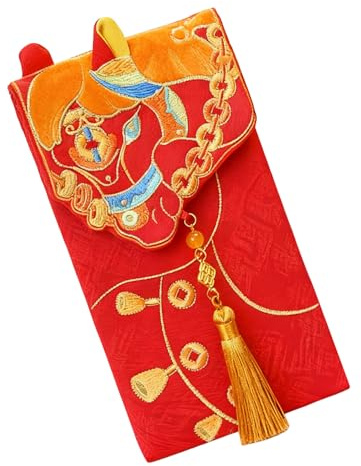 Enveloppes rouges pour argent – Fournitures de fête de vacances de l'année du cheval 2026 | Enveloppes d'argent liquide pour festival du printemps chinois, fête d'anniversaire, réunion de famille avec