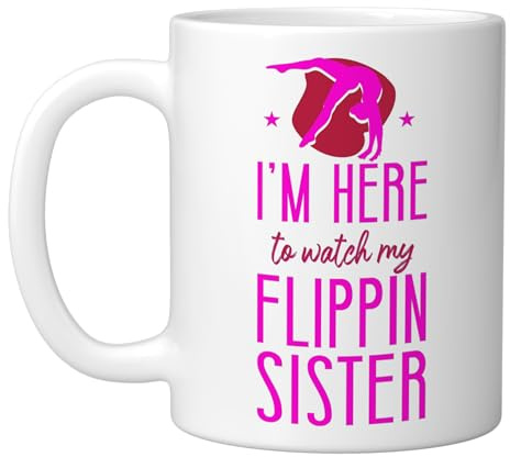 Gymnastics Brother Sister I'm Here To Watch My Flippin Ceramic Mug, White