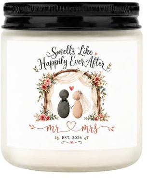 Scented Candles Engagement Gifts, Engagement Party Decorations Lavender Soy Wax Candle in White Frosted Jar, Couple Gifts Boxed Scented Candle for Wedding Bride Groom Decor