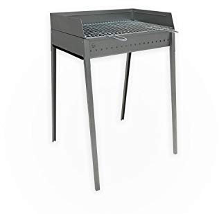 LISA s.r.l. Barbecue inox torchons à charbon Pieds démontables avec grille 60 cm x 40 cm