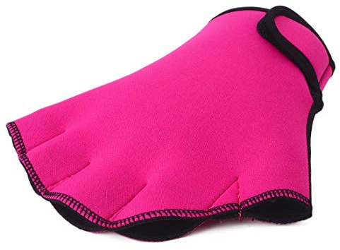 FakeFace Swim Gloves Aquatic Fitness Water Resistance Aqua Fit Workout Fitness Gear Webbed Training Gloves Aquatic Gloves for Helping Upper Body Resistance for Men Women Youth Pink