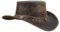 Leatherick Cowboyhut - Brauner geflochtener Hut Conchos-Nietenhut Jahrgang Outback-Hut Stil mit breiter Krempe und Kinn Kordel (M, Braun (Stud))