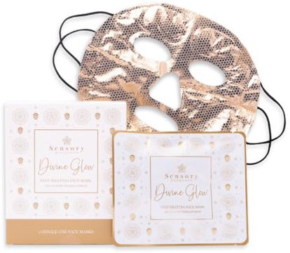 1 Sensory Retreats Divine Glow Self-Heating Face Mask, Heated Sheet Mask, Hydrating Facial Mask, Facial Mask, Spa Facial Perfect for at-home Relaxation
