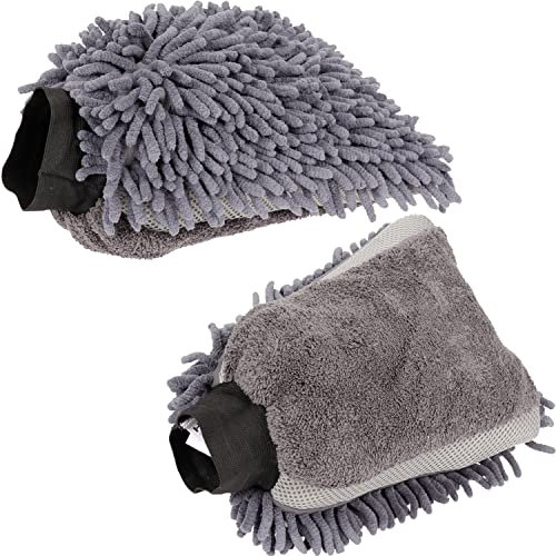 Mikrofaser Auto-Waschhandschuh - schonende Auto- & Motorrad Pflege - weicher Wasch Handschuh für Lack, Glas, Spiegel, Amatur und Felgen - reinigungzubehör reinigungsbedarf