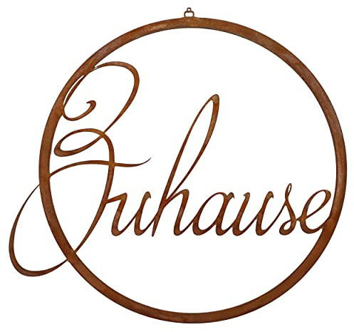 Rostikal Metall Gartenschild Zuhause 20 cm - Gartendeko Wanddeko Loop Dekoring, Türkranz Deko, Rost - Hochwertige und stilvolle Dekoration für Garten und Zuhause