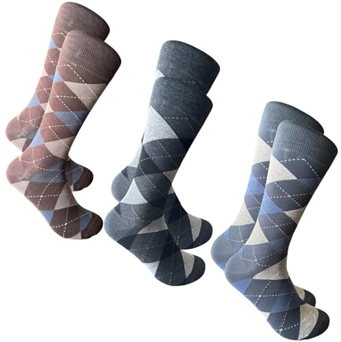 NAGAD 3 Pares calcetines hombre con dibujos- Calcetines algodon divertidos- Socks Men -Medias estampadas para traje- Calcetin caballero estampado