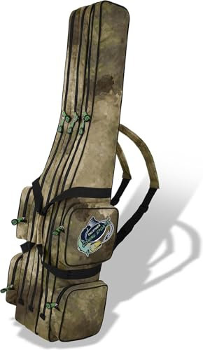 normani Rutentasche Angelrutentasche Rutenfutteral Aufbewahrungstasche 125 cm / 150 cm / 160 cm / 170 cm / 190 cm - Wasserabweisende Angeltasche Angelrucksack Farbe TAC 3 Innenfächer Größe 170 cm