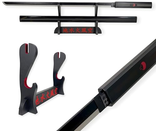 Katana Sasuke Nero Kusanagi - Spada con Lama in Legno - Supporto Giapponese Incluso