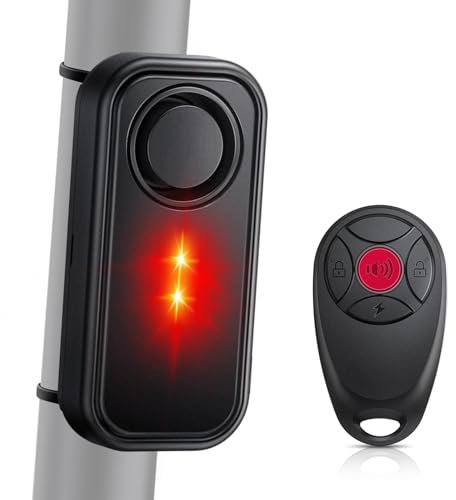 ZEXMTE Wireless Bike Alarm with Remote, 113dB Anti-Theft Vibration Alarm with Warning Light, Waterproof for Motorbike, E-scooter, Ebike, Bike