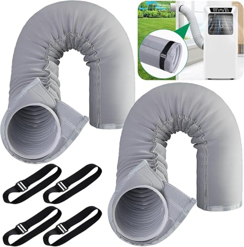 GIONAR 2 cubiertas de manguera de 150 x 50 cm para aire acondicionado portátil, cubiertas de manguera de CA, lavables, aisladas para ventilación de conducto