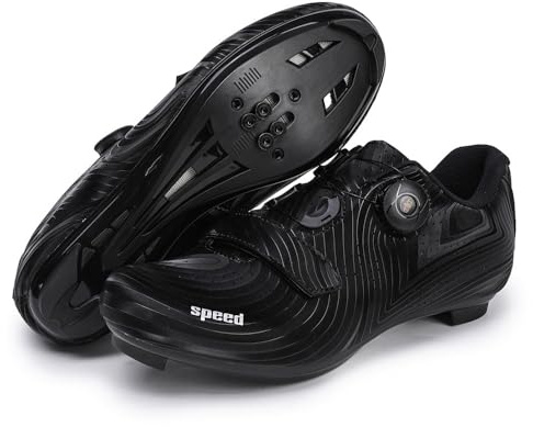 Treer Cycling Shoes Mens Womens, Road Bikes Mountain Bikes Cycle Trainers Shoes with SPD Cleats Outdoor Unisex Men Lady Spin Bike for Indoor, 4.5 UK-10 UK (Black,7)