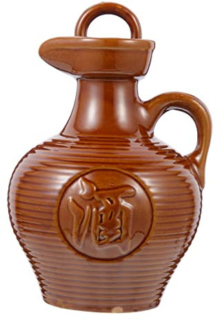 FUNOMOCYA Contenitore Per Vino Ceramico Di Bollitore Per Vino Portatile Coperchio Sigillato Anti-perdita Beccuccio Liscio Per Versamento Fluido Maniglia Portatile Adatto Bar e Altri Usi