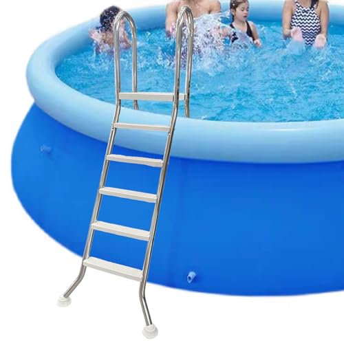 AIBOTY Scala per Piscina Fuori Terra con Telaio in Acciaio Inossidabile da 160 cm con gradini a Doppia Faccia in plastica per impieghi gravosi, Grande Scala per Piscina Fuori Terra, carico 250 kg