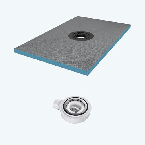 doporro Piatto Doccia 90x120x4 cm da Piastrellare in Polistirene Rigido XPS Tagliabile, con Piletta di Scarico 35L/min, Pronto per Bagno Moderno