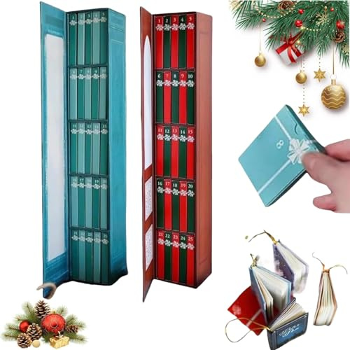 Calendrier de l'Avent 2025, mini livre d'ornement de l'Avent, cadeaux pour les amateurs de livres avec 24 livres, calendrier de compte à rebours pour les amateurs de livres, décorations de vacances (2