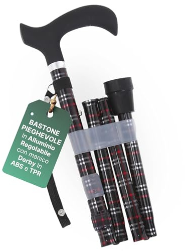 REMEDIA ONE Bastone per Anziani Pieghevole, Alluminio Anodizzato, Tartan