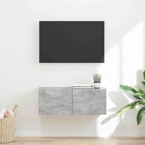 QJBSAVVA Armadio per TV in cemento, 78,5 x 31 x 29,5 cm, moderna credenza in legno con porta a battente e 2 ripiani, salvaspazio per soggiorno, camera da letto e corridoio