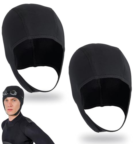 AHANDMAKER 2 Pcs Black Nylon Diving Hood Thermal Wetsuit Hood Cap 3mm Thickness Swim Caps for Men Women Scuba Diving Sailing Water Sports Christmas Decoration Accessories