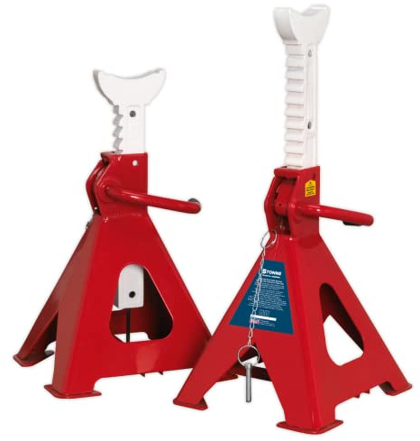 Sealey Aas5000 Axle Stands (Pair) 5Tonne Capacity Per Stand Auto Rise Ratchet