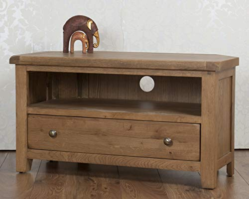 Oak and Pine Online Chunky Solid Oak Corner Dorset Country Flat Flatscreen Plasma Tv Cabinet Stand/Unit Living Dining Room Furniture