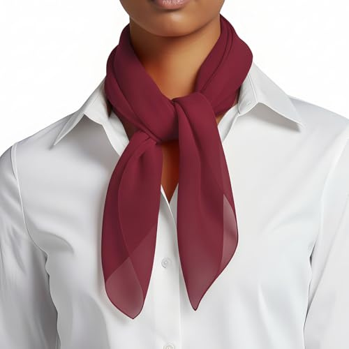 Basic Sense Square Chiffon Scarf for Women, Bandana Neck Scarf Neck Tie | 68 x 68cm (27 x 27in) plain sheer scarves. Fine lightweight chiffon that drapes, not a stiff weave. Neck tie or headscarf