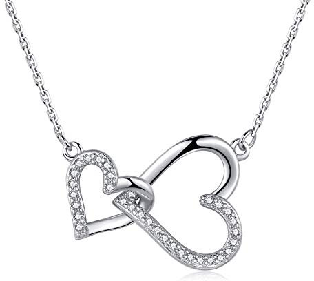 CERSLIMO Kette Damen, Silber Kette 925 mit 5A Zirkonia Anhänger Herz Halskette mit Geschenkbox für Frauen Mutter Muttertag Valentinstag Geburtstag Weihnachten Geschenke
