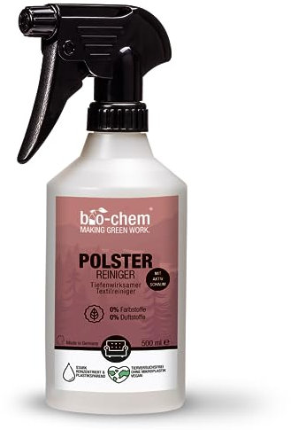 bio-chem Polsterreiniger 500 ml Konzentrat I Autositzreiniger, Teppichreiniger, Sofareiniger, Fleckenentferner und Geruchsneutralisierer für Stoff, Polster, Teppich u.v.m. in Haushalt und Auto