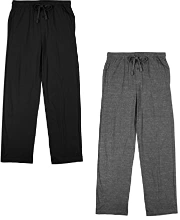 Bioworld Men’s Cotton-Blend Pajama Pants – Soft Brushed Flannel Feel Sleep & Lounge Pants with Pockets & Elastic Waistband – Black & Graphite Heather Gray 2-Pack-Medium