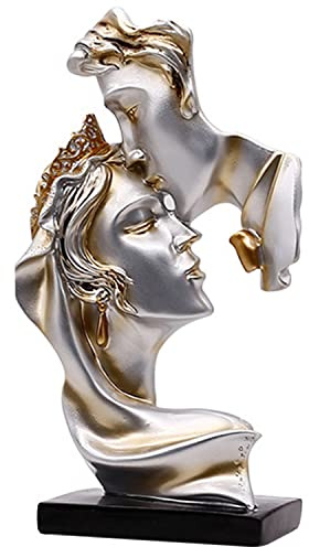 PIGPIGFLY Liebeskiss Statue, Abstract Sculpture, Decorative Figures, Decorative Living Room Modern for Standing, Abstract Sculpture Polyresin, Gift Idea (Champagne)