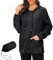 Zando Damen RegenJacke Outdoor Regenmantel Kurzmantel Leicht Jacke Windbreaker mit Kapuze Outdoorjacke Winddicht Windjacke Schwarz XL