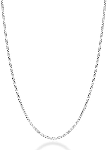 Miabella Italian 925 Sterling Silver Solid 2mm Round Box Chain Necklace for Women Men, Made in Italy (sterling silver, Length 24 Inches)