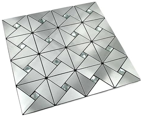 OCEANO 10pz Pannelli adesivi 3d decorativi parete muro carta da parati mattonelle mosaico piastrelle wallpaper casa cucina soggiorno camera da letto bagno PET 30x30cm (Geometrico Argento)