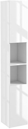 kleankin High Gloss Bathroom Cabinet, Free Standing Storage Cupboard with Doors and Adjustable Shelves, White