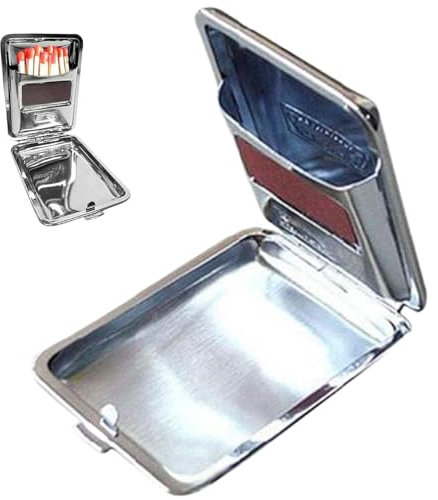 Boîte de correspondance du support de correspondance mini boîte d'allumettes en acier inoxydable avec plaque de frottement étanche Silver Match Hatter Mini Portable Match Box pour le stockage de matc