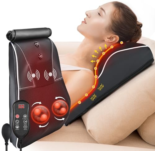 hlthsky Shiatsu Neck and Back Massager with Heat,Neck Massager for Pain Relief deep Tissue,3D Kneading Massage Pillow for Back,Shoulder,Leg,Gifts for Mom,Dad,Women (Black)