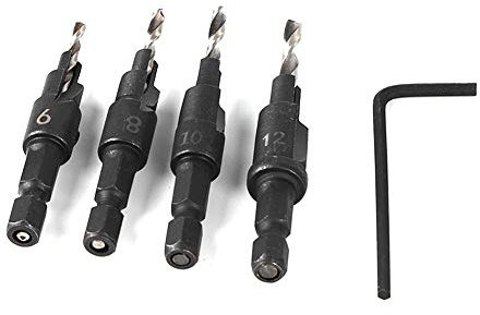 4 Pièces Foret Carrelage, Foret Diamant Carrelage, Foret Conique HSS avec Revêtement Titan, Foret Étagé avecTige Hexagonale,pour Verre, Métal, Briquep, Plastique, Bois