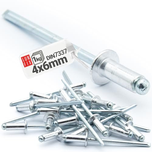 Rivets aveugles en aluminium - Norme industrielle DIN7337 - 4 x 6 mm - 1 kg - Argenté