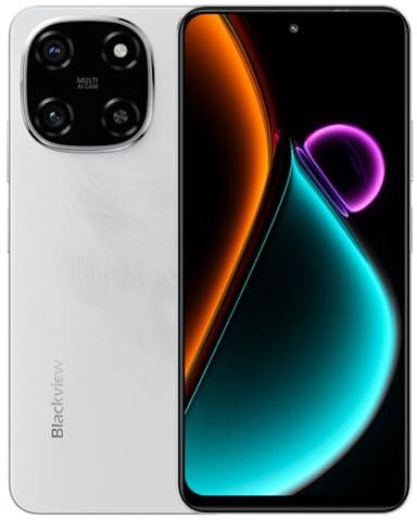 Blackview Color 6 AI Smartphone débloqué, 24Go+128Go, 50MP+13MP, 6,67 HD+ Écran, 3 Emplacements pour Cartes, Téléphone Android 15, Charge Rapide 18W, Haut-Parleur Smart-K Box, Doke AI Apps, Blanc