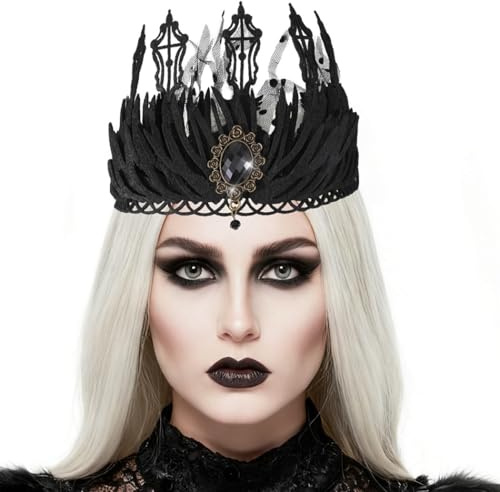 Zoestar Black Gothic Headband Baroque Vintage Crown Headbands Crystal Headpiece Halloween Hair Accessories for Women
