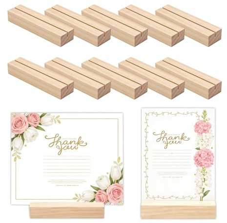 10 Stück Kartenhalter Holz Tischkartenhalter 5 Gerade & 5 Schräge Kartenständer Stabiler Fotoständer für Hochzeiten, Partys & Restaurants, Tischnummernhalter, Menükartenhalter & Tischdekoration