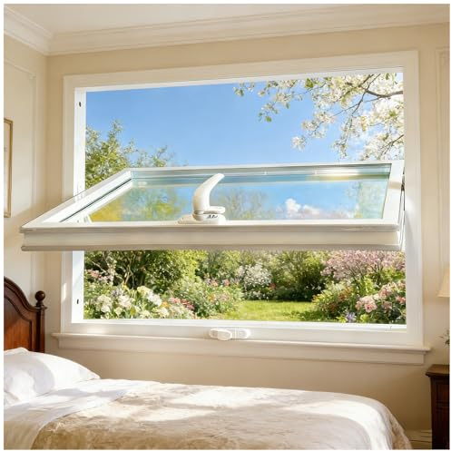 Shed Windows, 360° Rotation Sliding Window,Aluminum Alloy Glass Window with Handles, Flush Mount Basement Window for Bathroom/Kitchen/Warehouse/House (White, 18x24in)